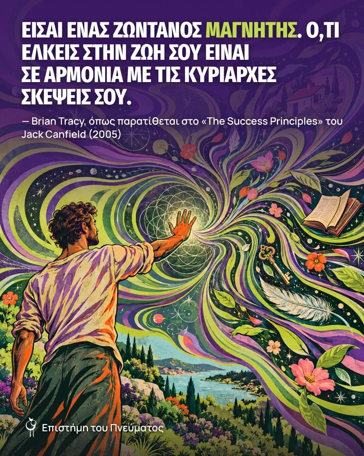 Είσαι ένας ζωντανός μαγνήτης. Ό,τι έλκεις στην ζωή σου είναι σε αρμονία με τις κυρίαρχες σκέψεις σου. — Brian Tracy, όπως παρατίθεται στο «The Success Principles» του Jack Canfield (2005)